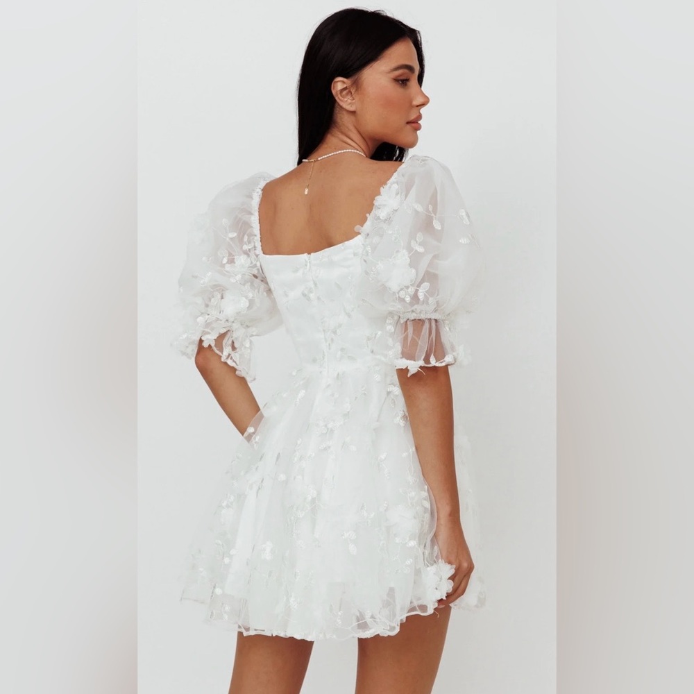 I've Got Sunshine Ruffle Strap Mini Dress Embellished White - Picture 3 of 9